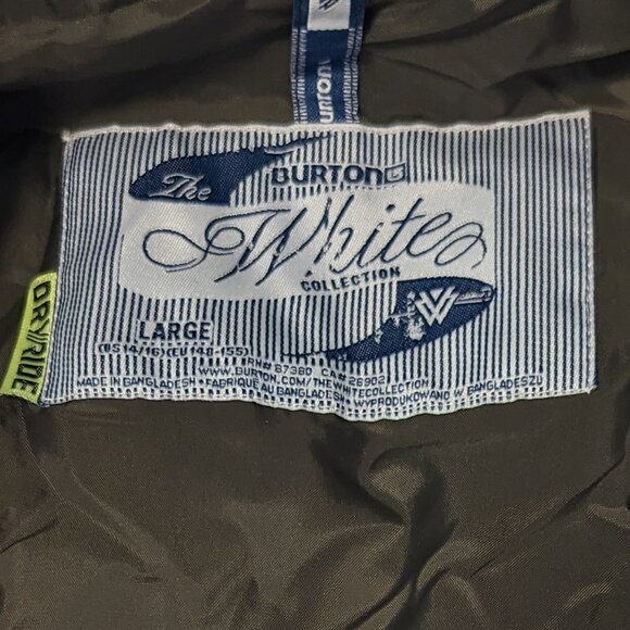 Burton Ski Jacket The White Collection Dryride Snowboard TWC Hooded - Picture 6 of 7
